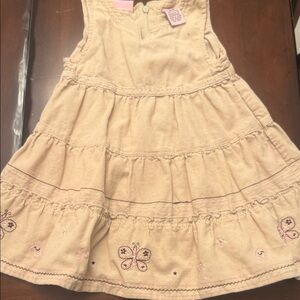 Girls Beige Butterfly Tiered Dress